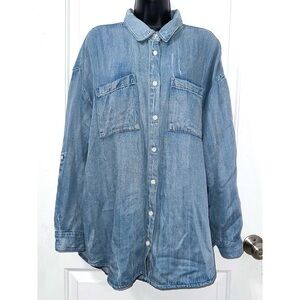 Carly Jean Los Angeles Light Blue Denim Button-Down Shirt